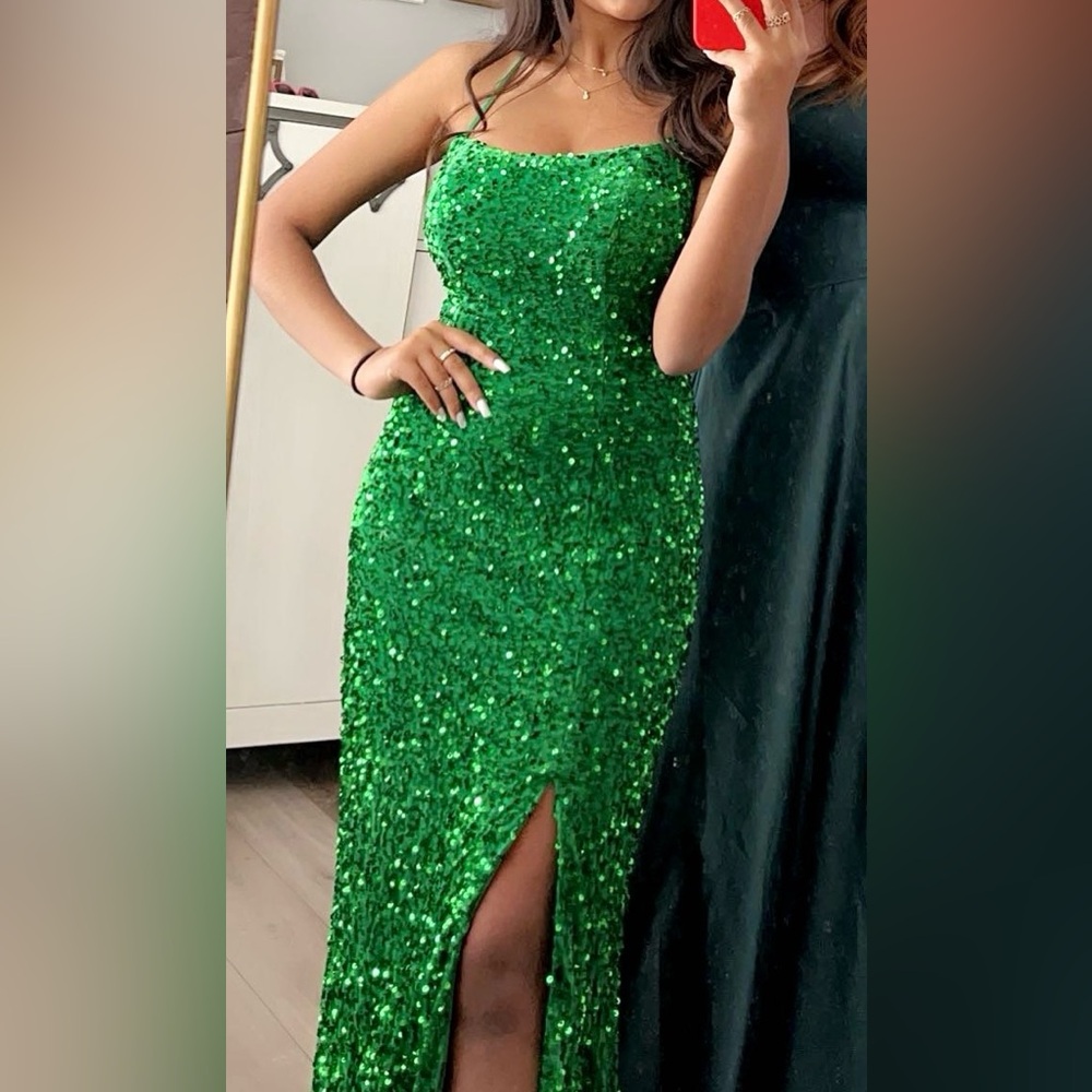 Green sequence prom dress! Got from Amazon only wore once